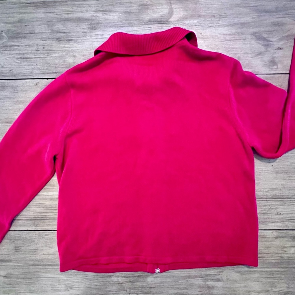 Allison Daley Red Sequin Holiday Sweater Zip Cardigan Size Large - Picture 4 of 8